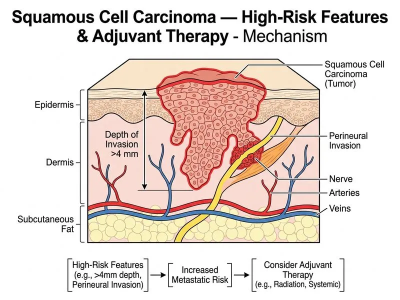 Squamous Cell Carcinoma — High-Risk Features & Adjuvant Therapy diagram
