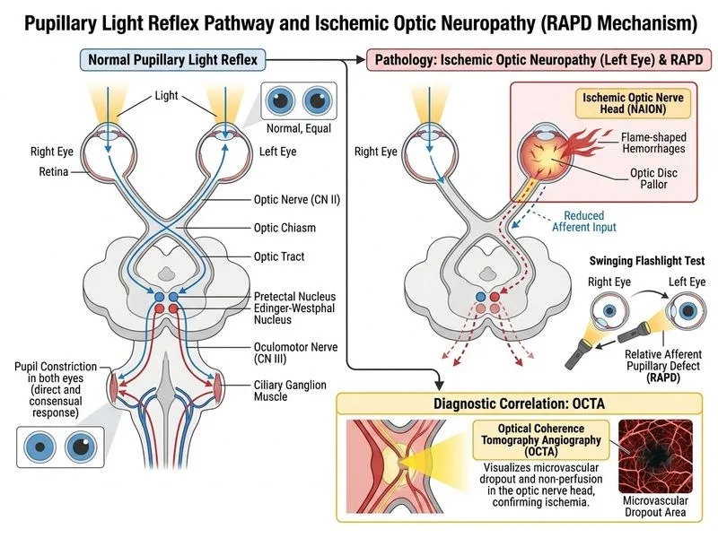 Pupillary Reflexes and Pathologies diagram