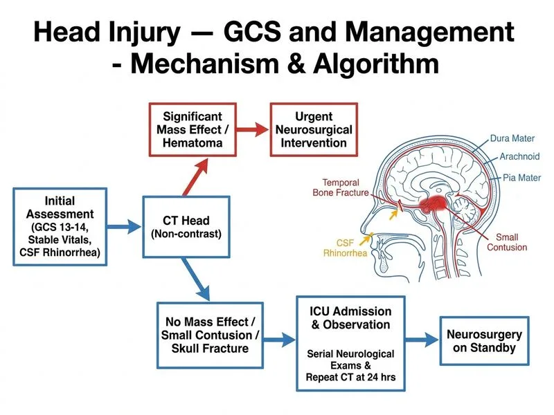 Head Injury — GCS and Management diagram