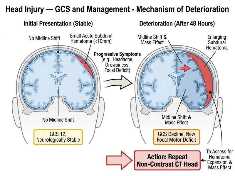 Head Injury — GCS and Management diagram