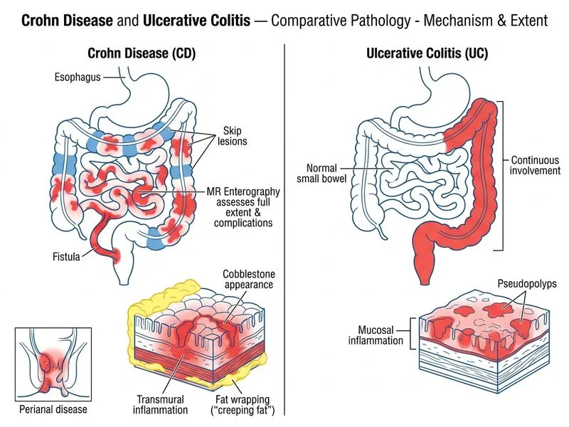 Crohn Disease and Ulcerative Colitis — Comparative Pathology diagram