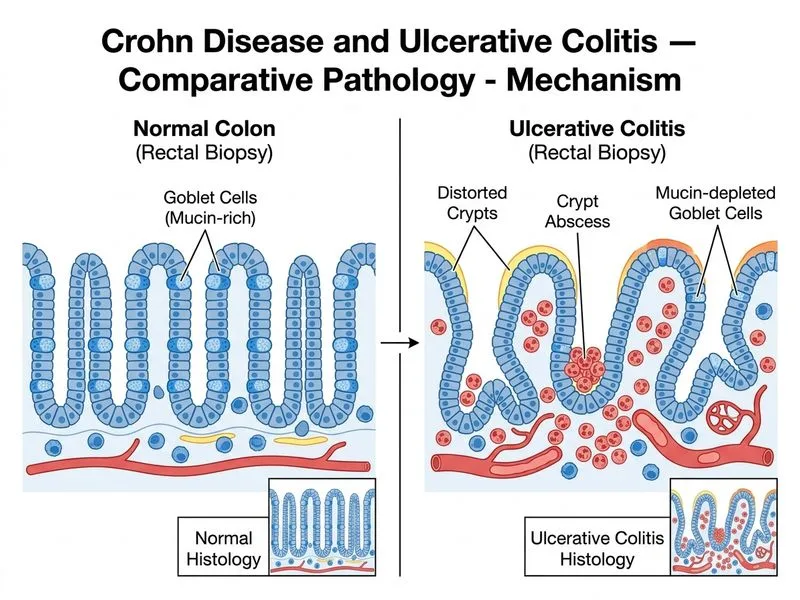 Crohn Disease and Ulcerative Colitis — Comparative Pathology diagram