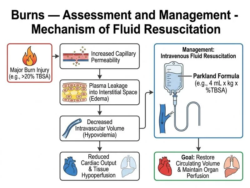 Burns — Assessment and Management diagram