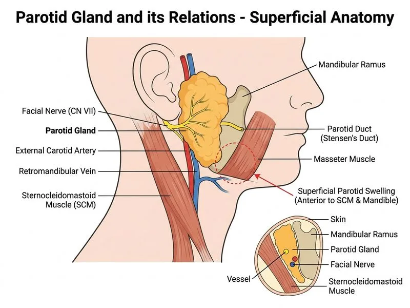Parotid Gland and its Relations diagram