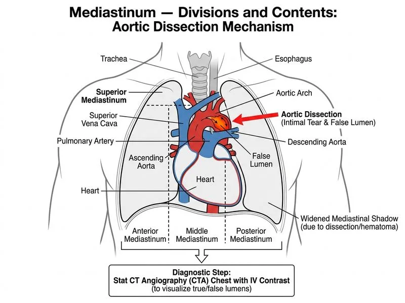 Mediastinum — Divisions and Contents diagram