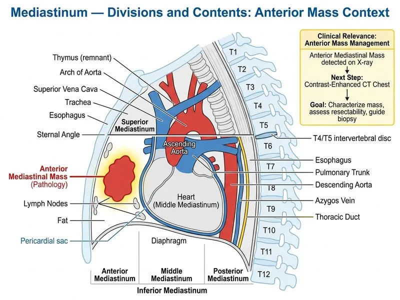 Mediastinum — Divisions and Contents diagram