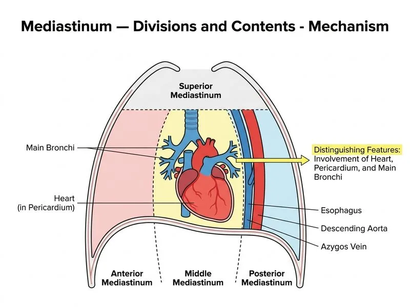 Mediastinum — Divisions and Contents diagram
