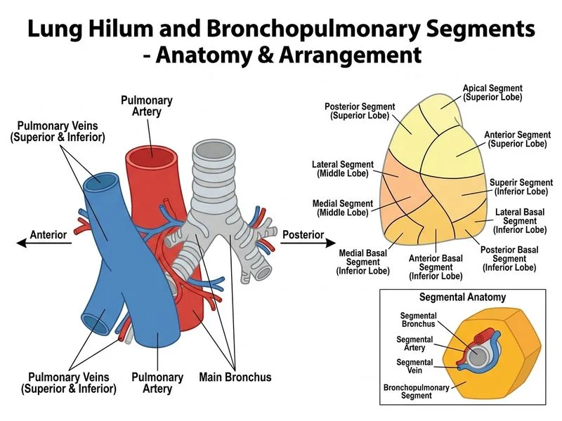 Lung Hilum and Bronchopulmonary Segments diagram