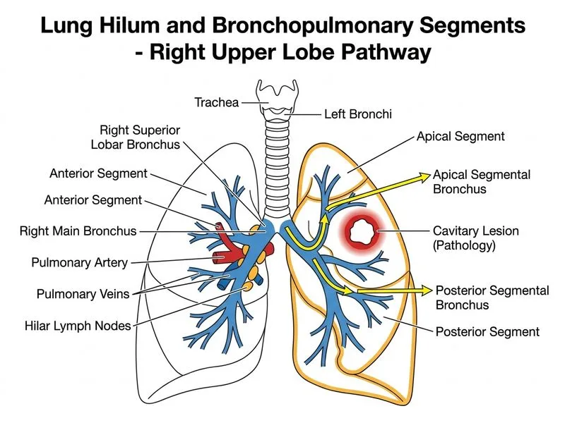 Lung Hilum and Bronchopulmonary Segments diagram