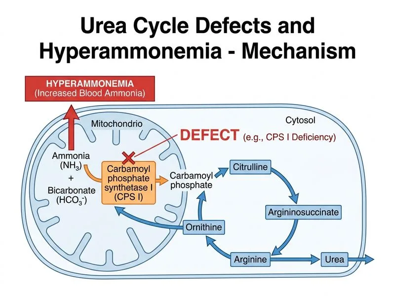 Urea Cycle Defects and Hyperammonemia diagram