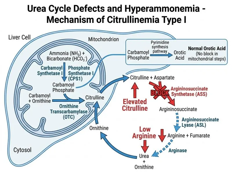 Urea Cycle Defects and Hyperammonemia diagram