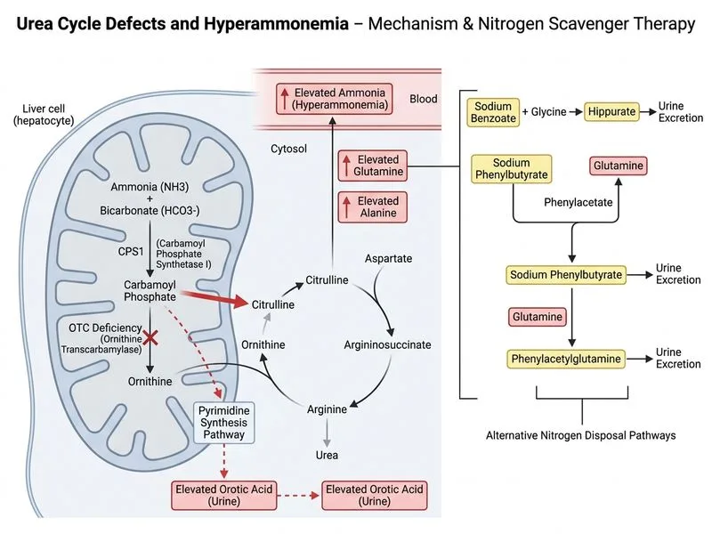 Urea Cycle Defects and Hyperammonemia diagram