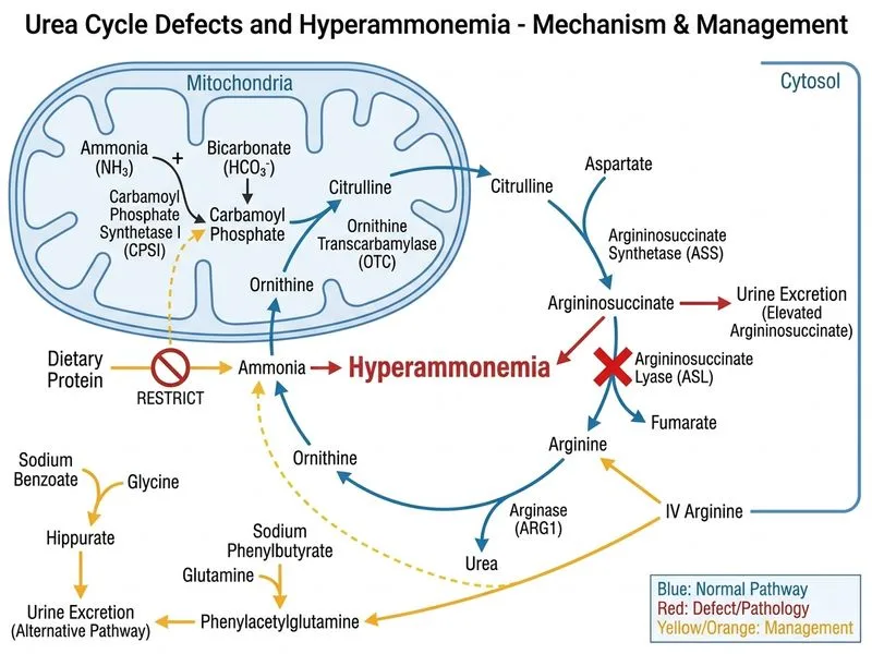 Urea Cycle Defects and Hyperammonemia diagram