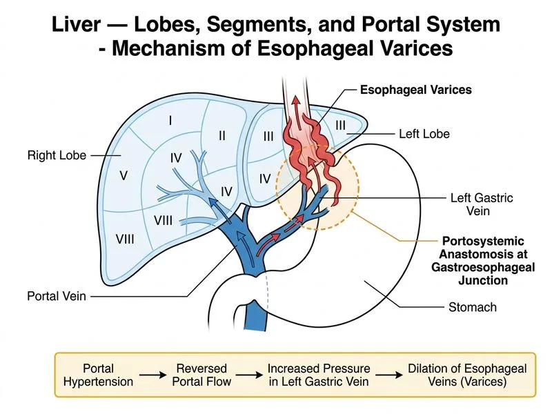Liver — Lobes, Segments, and Portal System diagram