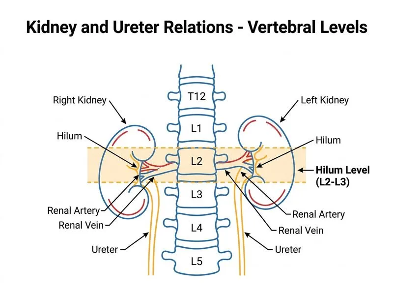Kidney and Ureter Relations diagram