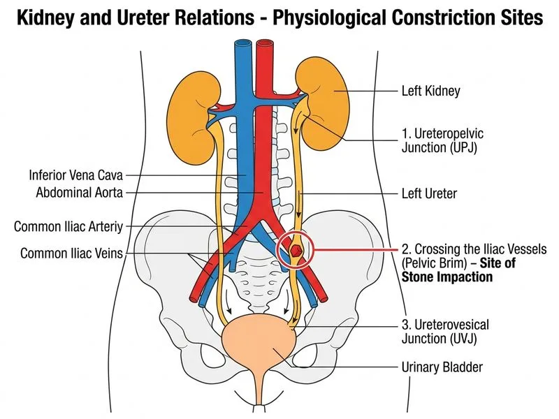 Kidney and Ureter Relations diagram