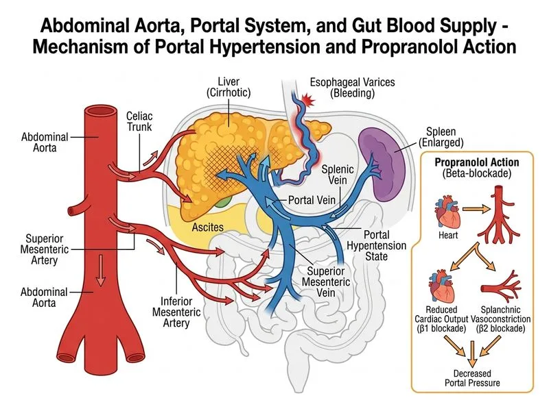 Abdominal Aorta, Portal System, and Gut Blood Supply diagram