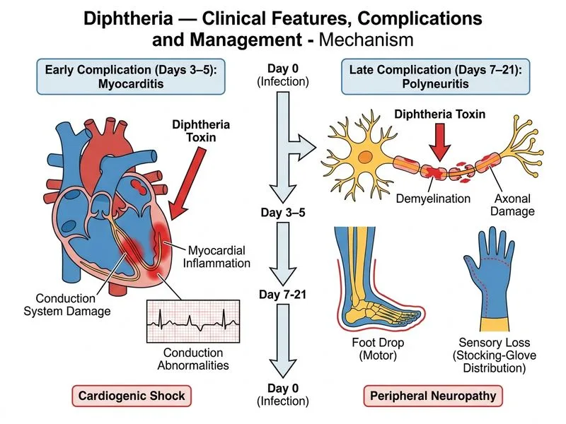 Diphtheria — Clinical Features, Complications and Management diagram