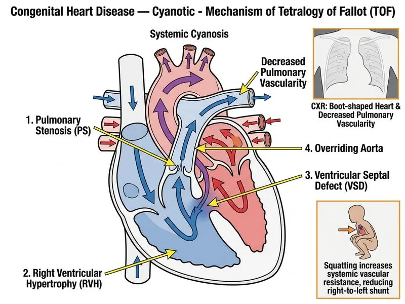 Congenital Heart Disease — Cyanotic diagram