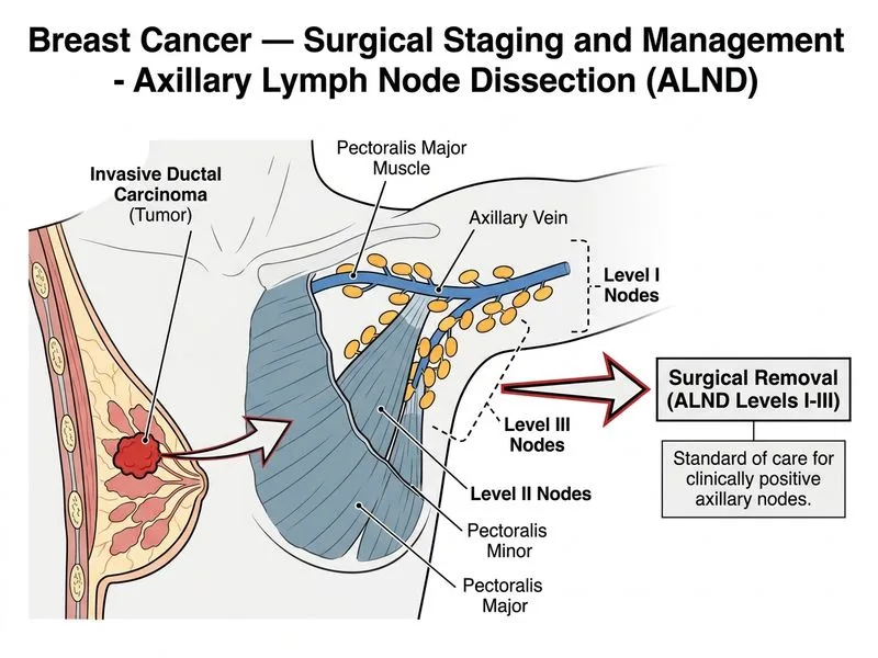 Breast Cancer — Surgical Staging and Management diagram