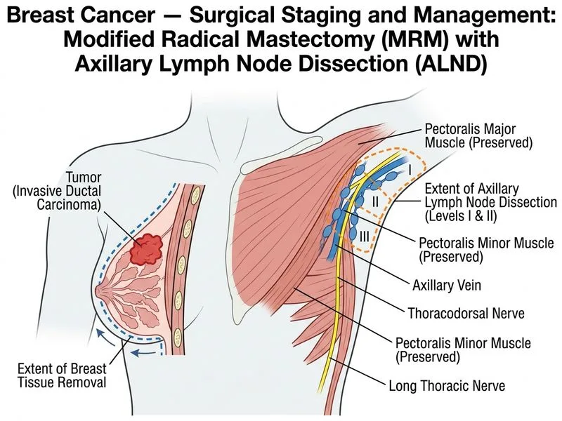 Breast Cancer — Surgical Staging and Management diagram