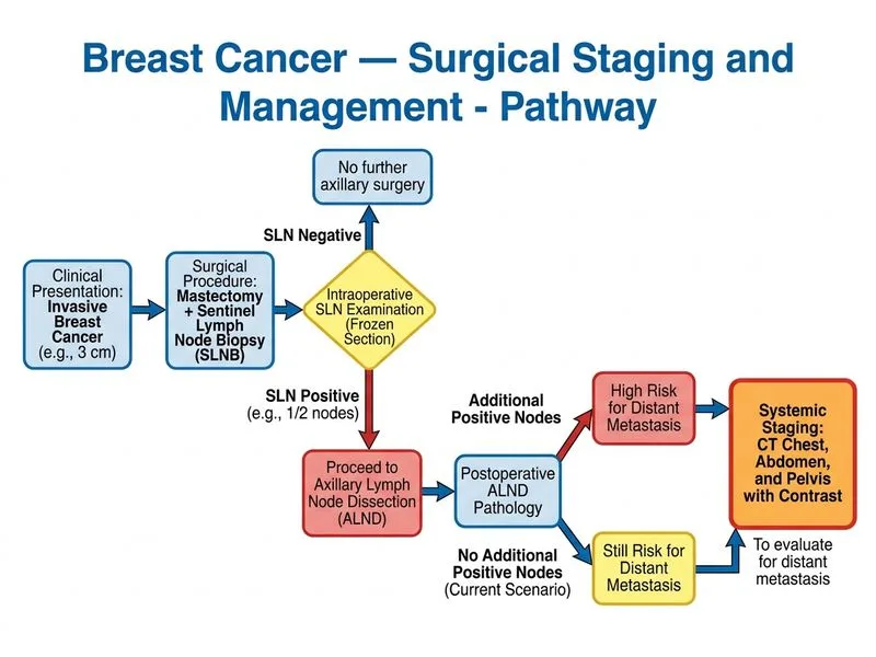 Breast Cancer — Surgical Staging and Management diagram