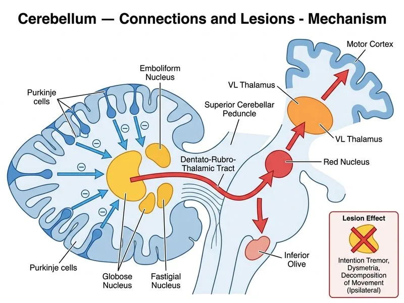 Cerebellum — Connections and Lesions diagram