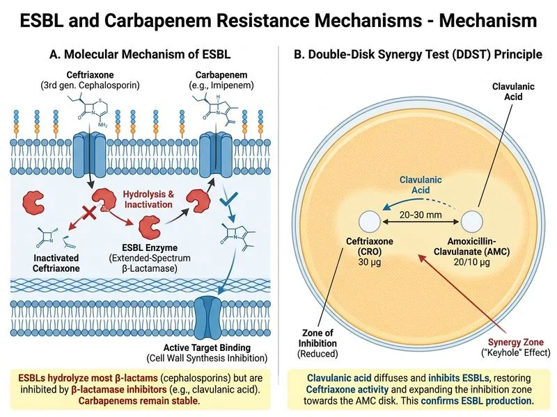 ESBL and Carbapenem Resistance Mechanisms diagram