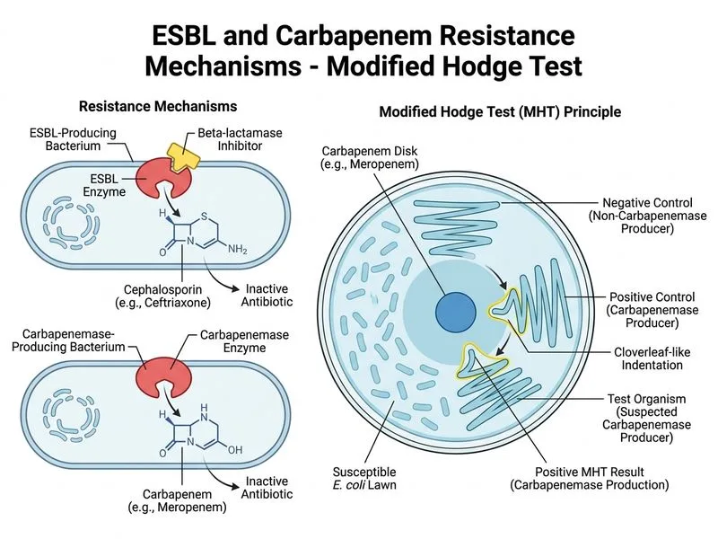ESBL and Carbapenem Resistance Mechanisms diagram