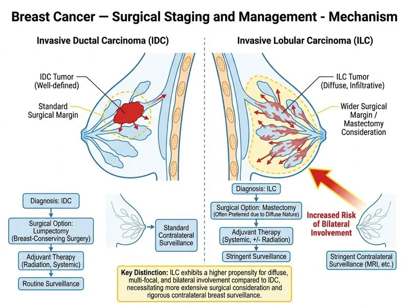 Breast Cancer — Surgical Staging and Management diagram