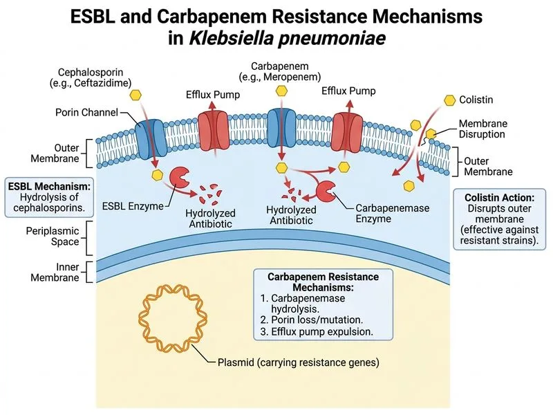 ESBL and Carbapenem Resistance Mechanisms diagram