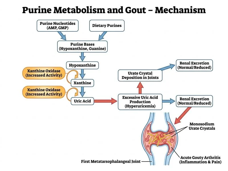 Purine Metabolism and Gout diagram