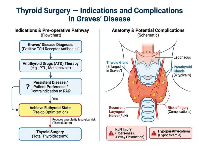 Thyroid Surgery — Indications and Complications diagram