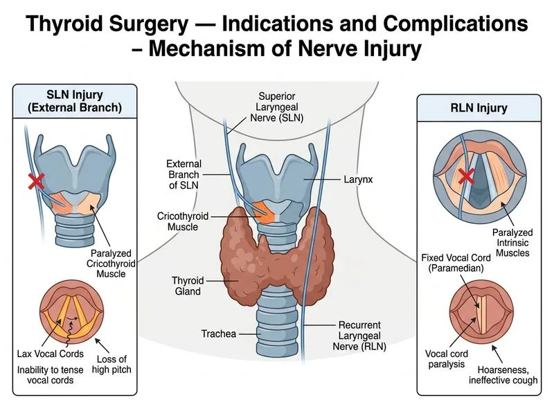Thyroid Surgery — Indications and Complications diagram