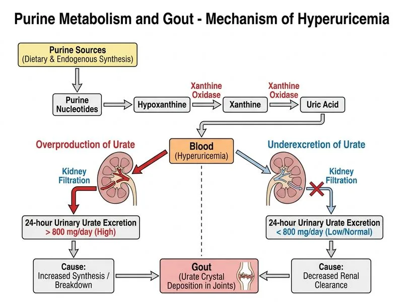 Purine Metabolism and Gout diagram