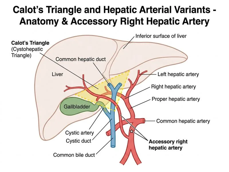 Calot's Triangle and Hepatic Arterial Variants diagram