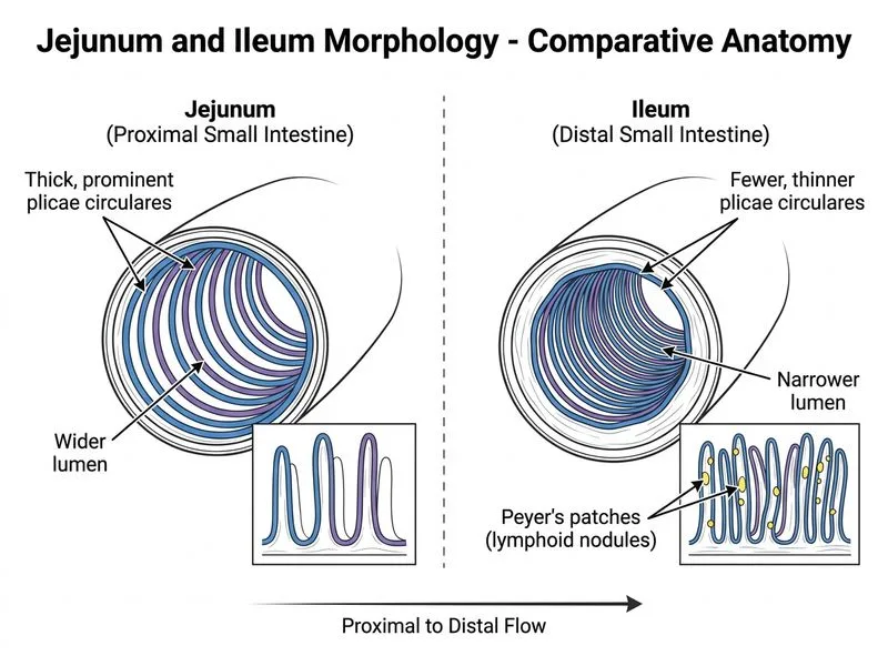Jejunum and Ileum Morphology diagram