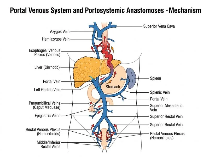 Portal Venous System and Portosystemic Anastomoses diagram