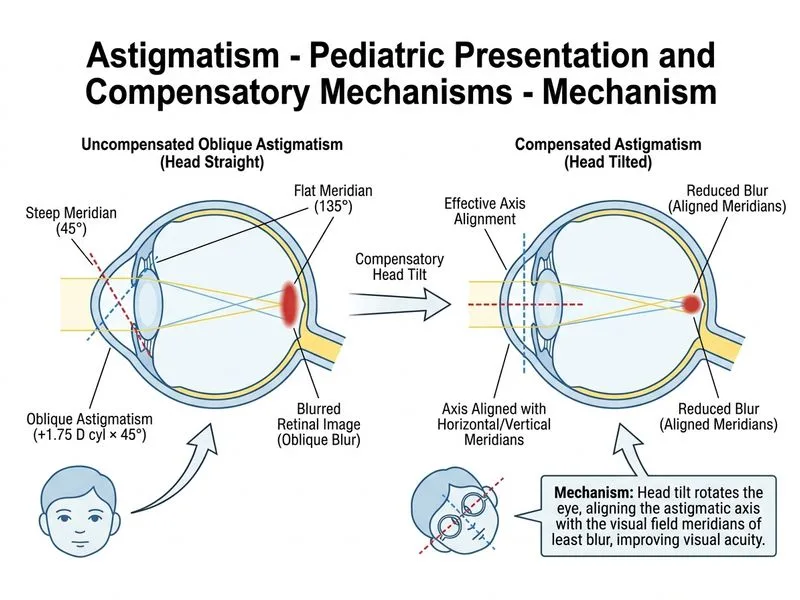 Astigmatism - Pediatric Presentation and Compensatory Mechanisms diagram