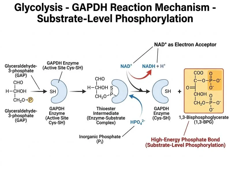 Glycolysis - GAPDH Reaction Mechanism diagram