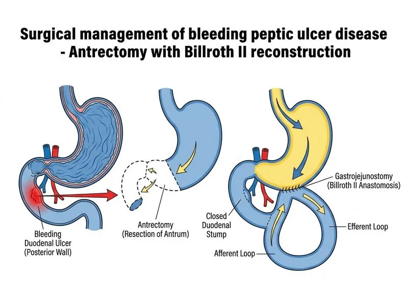 Surgical management of bleeding peptic ulcer disease diagram