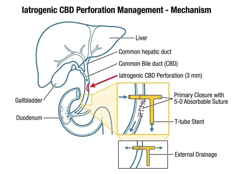 Iatrogenic CBD Perforation Management diagram