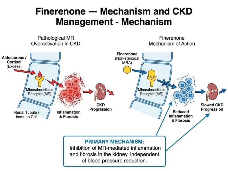 Finerenone — mechanism and CKD management diagram