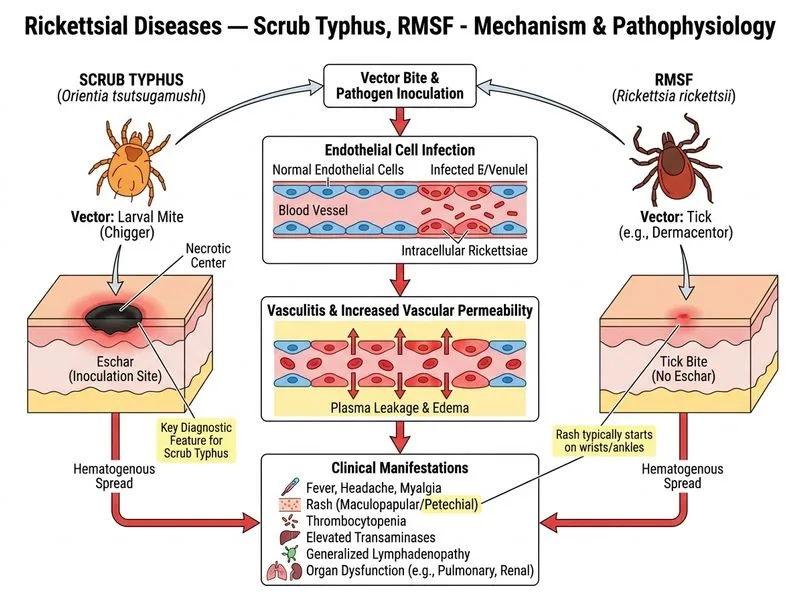 Rickettsial Diseases — Scrub Typhus, RMSF diagram