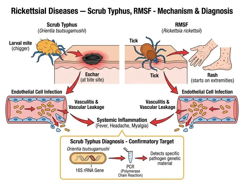 Rickettsial Diseases — Scrub Typhus, RMSF diagram