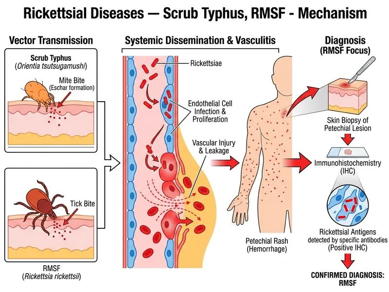 Rickettsial Diseases — Scrub Typhus, RMSF diagram