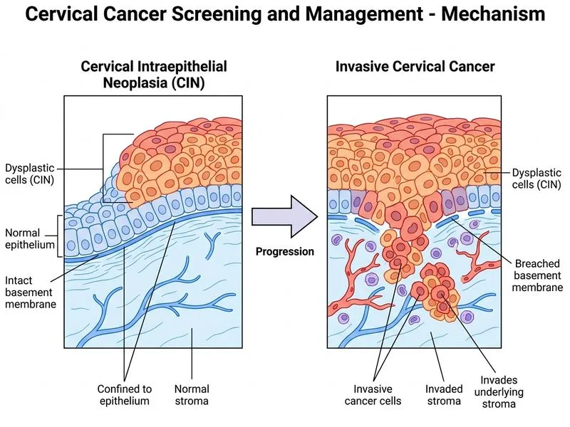 Cervical Cancer Screening and Management diagram