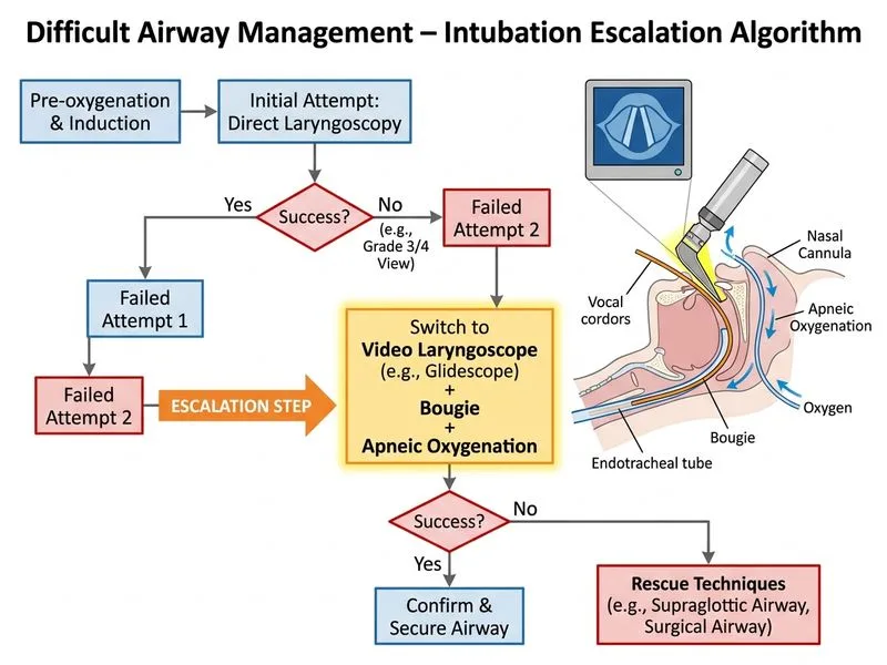 Difficult Airway Management – Intubation Escalation diagram