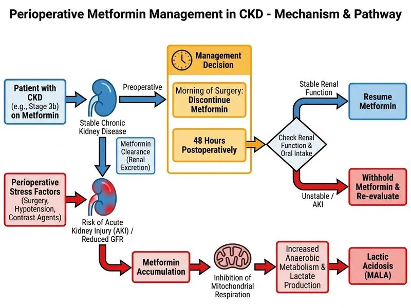 Perioperative Metformin Management in CKD diagram