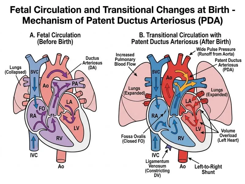 Fetal Circulation and Transitional Changes at Birth diagram